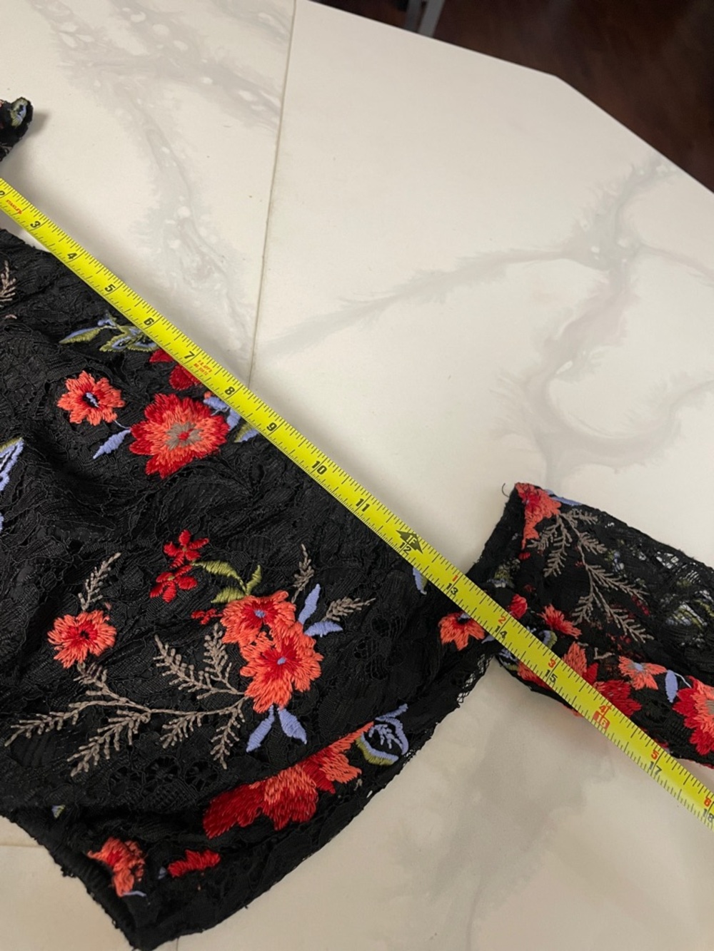 Revolve- Lovers + Friends Off-Shoulder Floral Crop Embroider Crochet Ellie Top - Picture 6 of 10